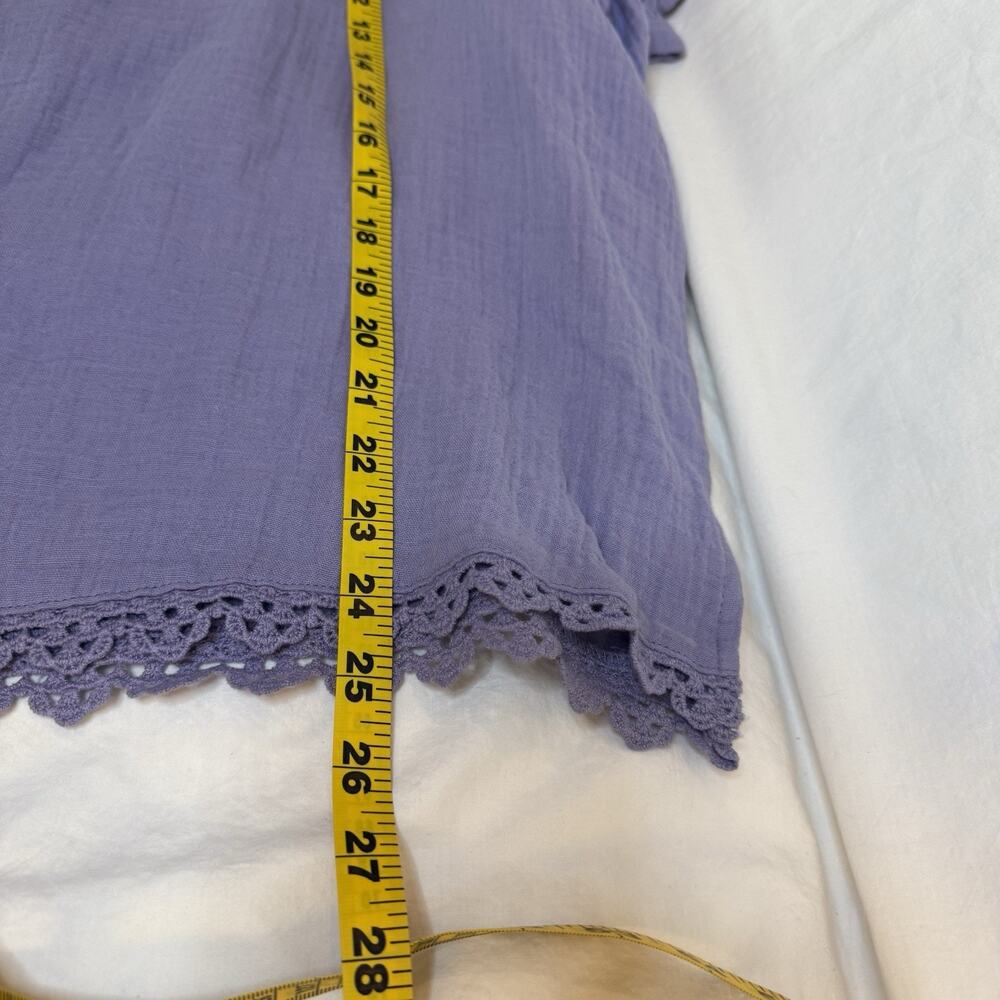 Democracy Top 3X Gauze Blouse Boho Purple Crocheted Cottagecore‎ Peasant Fairy - Picture 6 of 10